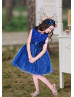 Royal Blue Rosette Organza Sparkly Flower Girl Dress